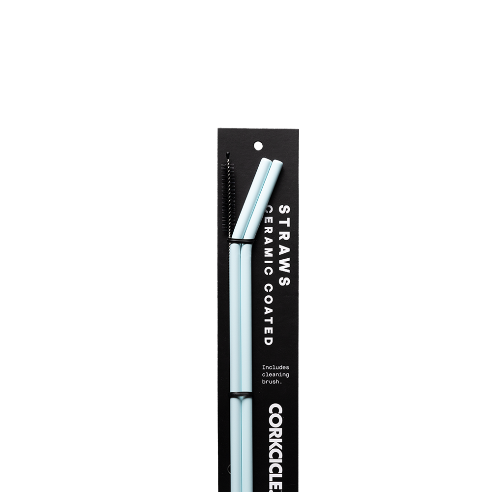 Ceramic Coated Straw Set - Soft Active Carry Style - Straw Set / Ceramic Powder Blue